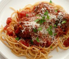 Спагетти с мясными шариками