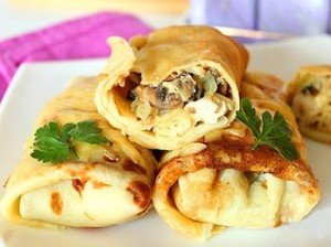 Блины с курицей и грибами Блины с курицей и грибами